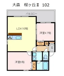 広島県呉市焼山桜ヶ丘1【アパート】の間取り