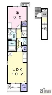 東京都国立市中1【アパート】の間取り