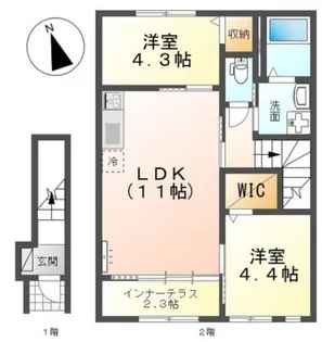 ラ メゾンあけぼのII【2階】の間取り