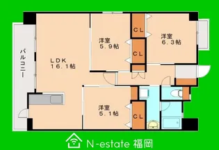 福岡県福岡市早良区百道1【マンション】の間取り