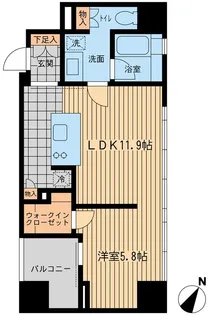 ウィルテラス勝どき【7階】の間取り