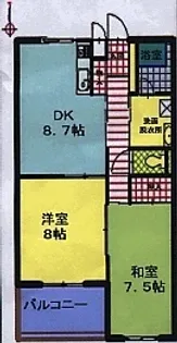 橋市マンション夕顔瀬B【1階】の間取り