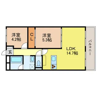 2LDKの間取り画像