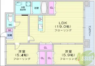 Kanon Sendai【2階】の間取り