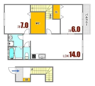 K&M海田東コーポ【2階】の間取り