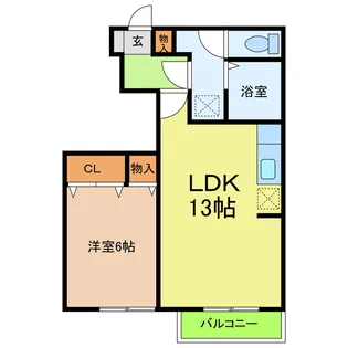 愛知県日進市折戸町高松【アパート】の間取り