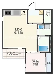 熊本県熊本市中央区岡田町【アパート】の間取り