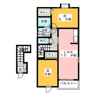 エスポワ ドゥ サントゥール【2階】の間取り