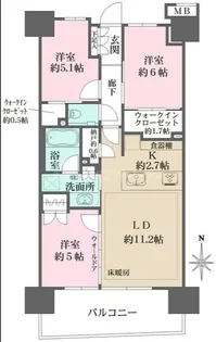 ガーデンクロス東京王子ガーデンコート【12階】の間取り