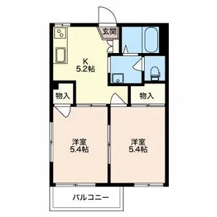 宮ノ脇ハイツB【2階】の間取り