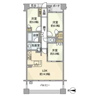 プラウド横濱鶴見【3階】の間取り