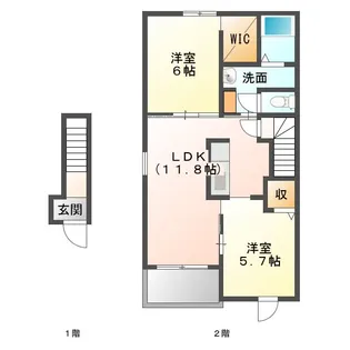 Heart未来 政枝【2階】の間取り