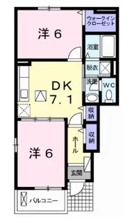 リヴァ―サイドレジデンスB【2階】の間取り
