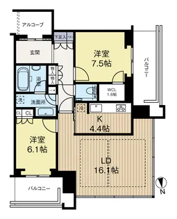 グラングリーン大阪 THE NORTH RESIDENCE【16階】の間取り