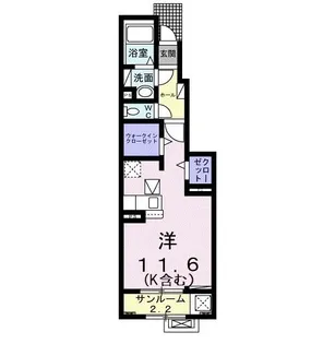 ヒカルサ高岡角ウエスト【1階】の間取り