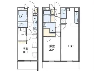 レオパレスやまと【3階】の間取り