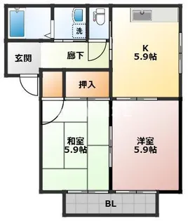 バリュージュ富の原E【2階】の間取り