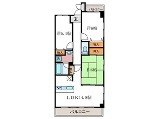 ベレヴュー聖護院【6階】の間取り