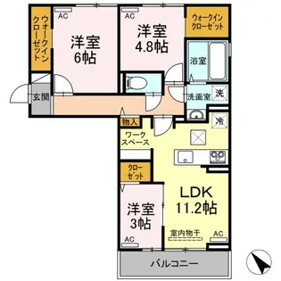 ラ・トゥール山城西 B【1階】の間取り