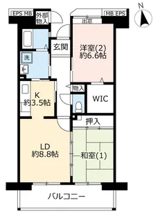 URコンフォール東鳩ヶ谷【6階】の間取り