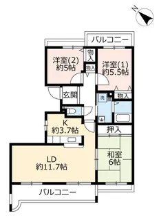 UR高槻・阿武山十番街【5階】の間取り