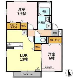 アッパルタメント ディ ソーレ A【2階】の間取り