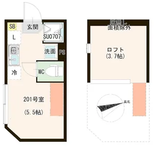ハーモニーヒルズ北千住【2階】の間取り
