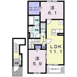 アパンツァート プラシード【2階】の間取り