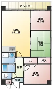 パークサイド前田2号館【3階】の間取り