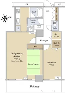 ローレルコート難波【28階】の間取り