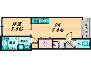 1DKの間取り画像