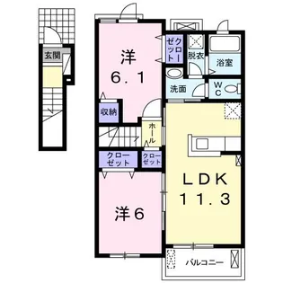 2LDKの間取り画像