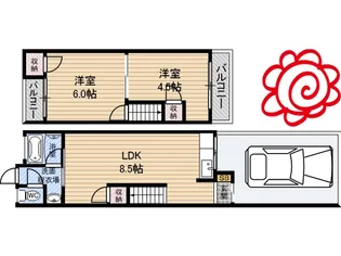 大阪府門真市三ツ島6【一戸建】の間取り