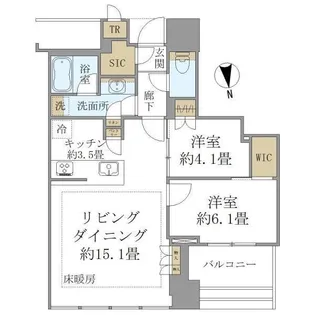 白金ザ・スカイ East【6階】の間取り