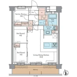 LUXENA+PAWS藤沢【7階】の間取り