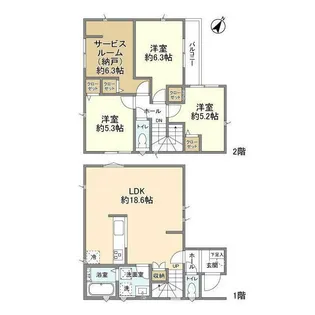 神奈川県大和市南林間8【一戸建】の間取り
