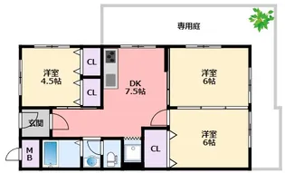 甲子園ドウエル【1階】の間取り