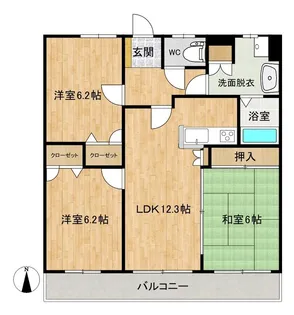フローラ空港南【3階】の間取り