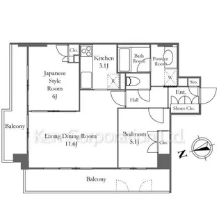 コスモ広尾【8階】の間取り