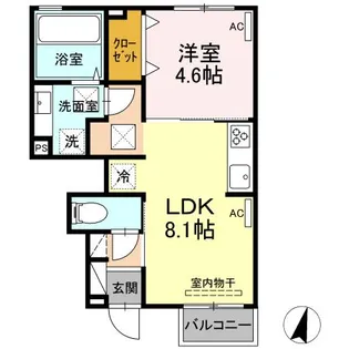クアトロ・カーサ江津【1階】の間取り