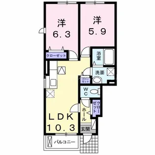 プリムローズII【1階】の間取り