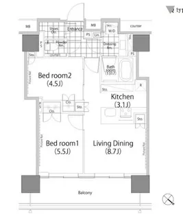 パークハビオ赤坂タワー【21階】の間取り