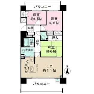 パークハウス長束リバーフロント【11階】の間取り