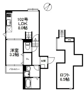 クレア多の津【1階】の間取り