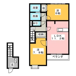 サンプレイスM A棟【2階】の間取り