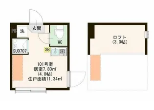 ハーモニーテラス・ブランポン氷川台【1階】の間取り