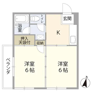 サニーフラットB【2階】の間取り