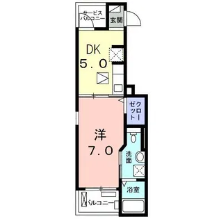 リバティ白鳥【1階】の間取り