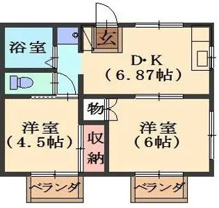 神の倉ハイツ【2階】の間取り