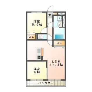 オーシャンロードタウンVI【2階】の間取り